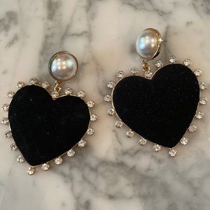 Baublebar black velvet heart earrings